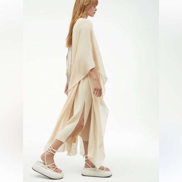 NEW NWT Zara Atelier Limited Edition Contrasting Maxi Dress Kaftan Sequin S - Picture 2 of 15